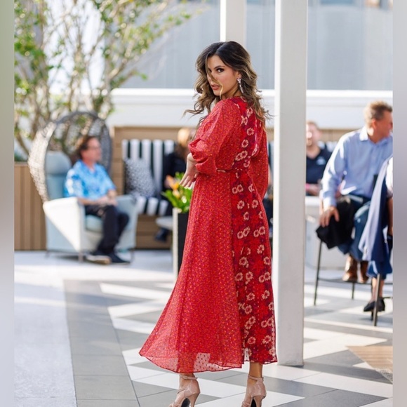 Taylor flowy floral dress waist tie new never worn size 8 boho - Picture 2 of 7